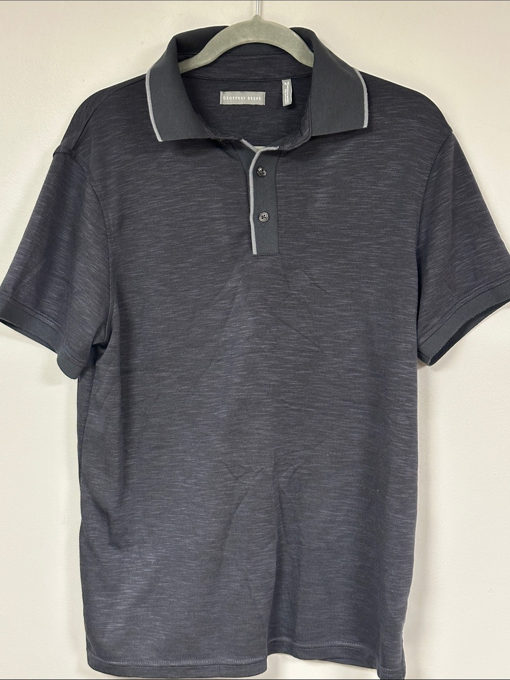 Geoffrey Beene Men Collared Polo Golf Shirt, Two Tone Gray, Soft Poly Blend M